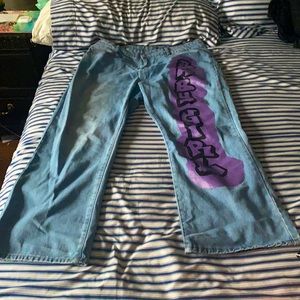 Plus Hight Waisted Letter Graphic Jeans